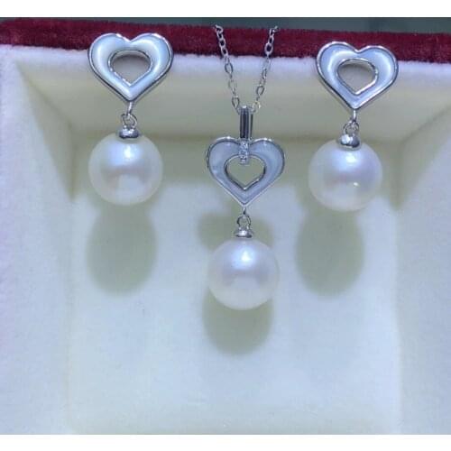 Heart 925 Sterling Silver Pendant Earrings Mountings Findings Base Jewelry Set Mount Settings Parts for Pearls Beads Crystal