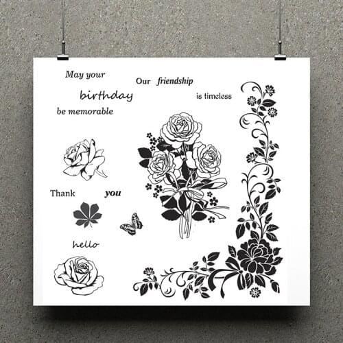 AZSG Butterfly Flower Friendship Clear Stamps For Scrapbooking DIY Clip Art /Card Making Decoration Silicone Stamps Crafts