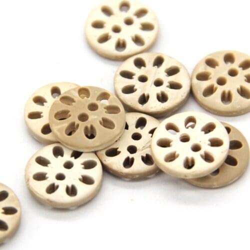 12mm Hollow White Coconut Wood Natural Buttons For Clothing Flower Carved Sewing Crafts Wooden Children Scrapbooking Wholesale
