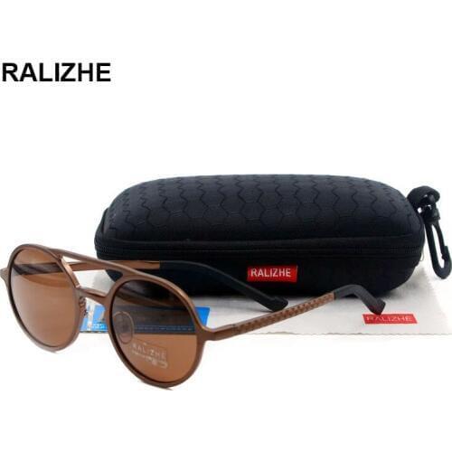 RALIZHE Mens Womens Aluminum Magnesium Female Retro Sunglasses Round Sun glasses Polarized 100% Protection Driver Fishing
