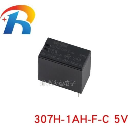 Free shipping 10pcs/lot 100% New Original 307H-1AH-F-C-5VDC Electromagnetic signal medium power relay 307H-1AH-F 5V DC 10A