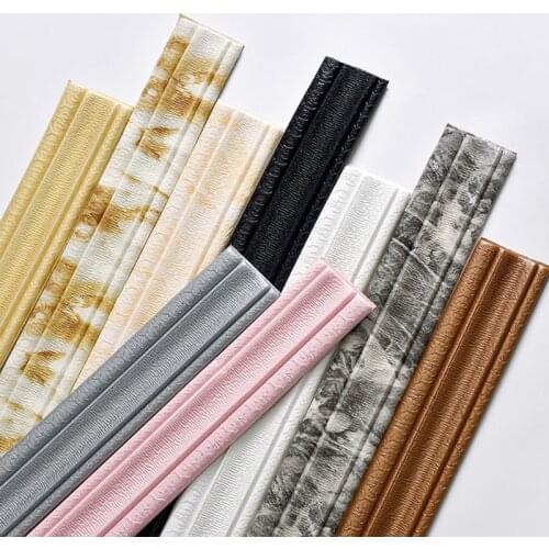 3D Self-Adhesive Foam Baseboard Wall Sticker Waistline TV Background Decorative Border Floor Corner Line Stickers