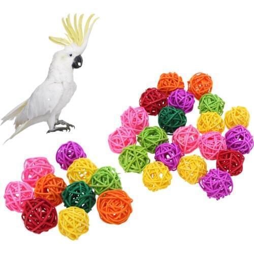 10pcs/20pcs Parrot Rattan Ball Toys Bird Chewing Grind Toys Birdcage Decor Funny Pet Supplies Cage Accessories Bird Playing Toys