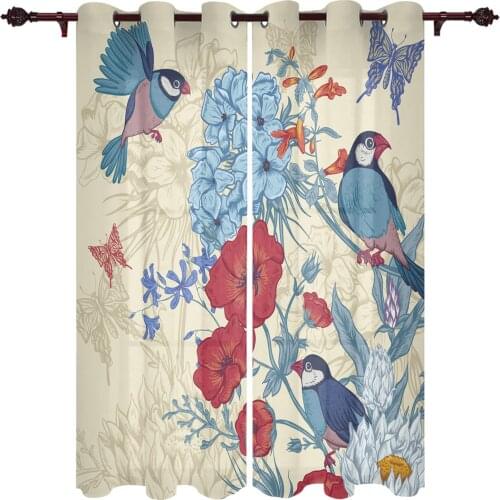 Flower Bird Butterfly Retro Valance Window Curtains For Living Room Bedroom Kitchen Home Luxury Youth Room Treatment Curtains