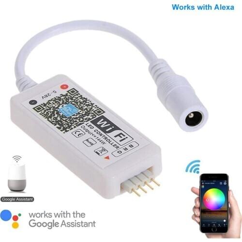 LED WiFi Remote Controller Works with Alexa/Google Home Voice Control for 5050/3528 RGB LED Strip Lights Change/Dimmer/Timer/Sou