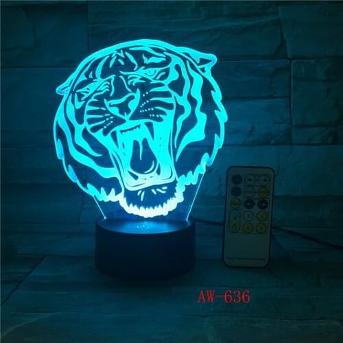 Tiger Christmas decorations gift for baby room lights Table Lamp For Bedroom Black base Lovely 7 color change Desk Lamp AW-636