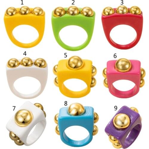 Thick Resin Ring Y2k Style Vintage Acrylic Ring Childrens Ring Vintage Transparent Handmade Fashion Ring Ladies Girl