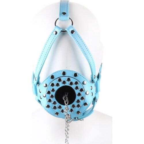Adult products leather headgear with lid bondage leather mask bondage flirting supplies