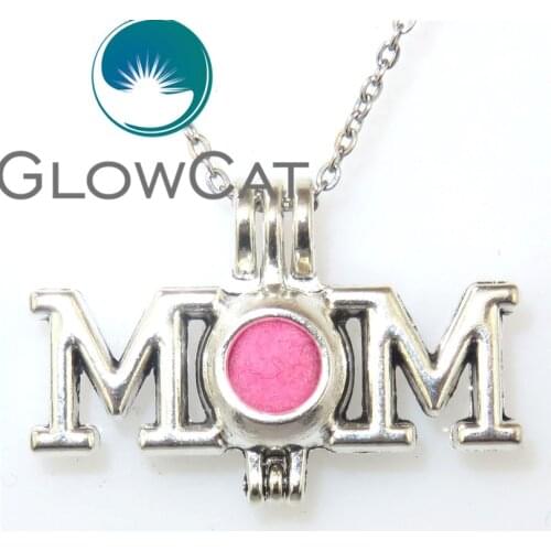 VV588 Vintage Letter Mom Maternal Love Beads Cage Locket Aromatherapy Essential Oil Diffuser Pendant Necklace Party Gift