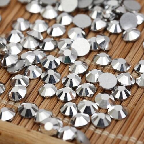 Good Quality ss3-ss34 Silver Flat Back Non Hotfix Crystal Stones / Nail Art Glue On Rhinestones