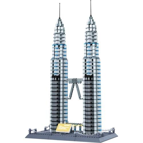 Wange 5213 New Famous Architecture series The Kuala Lampur Petronas Tower 3D Model Building Blocks Classic Toys for children