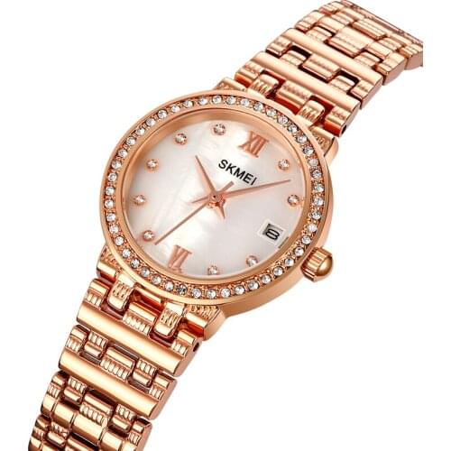 Skmei Watch Female Simple Stainless Steel Quartz Small Dial High Sense Temperament Waterproof 2021 New Ladies Watch 1809