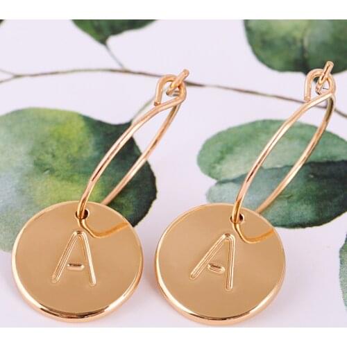 New 26 Alphabet Statement Earrings Lovely Fashion Pendant Jewelry Wholesale Gold Letters Small Hanging Earring For Women 2021