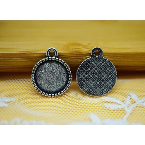 10PCS/lot inner size 12MM round Metal cabochons Base for making necklace jewelry used on leather cord Pendant Tray supply