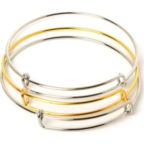 10pcs of Gold Adjustable Bangle Bracelets, Basic Bracelet, Bangle Bracelet Set, Charm Bracelet Base, Wire Bangle Diamete 65mm
