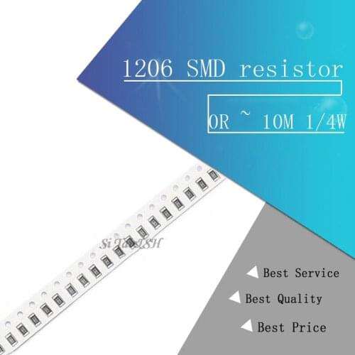 100Pcs 1206 SMD resistor 0R ~ 10M 1/4W 0 1 10 100 150 220 330 ohm 1K 2.2K 10K 100K 0R 1R 10R 100R 150R 220R 330R