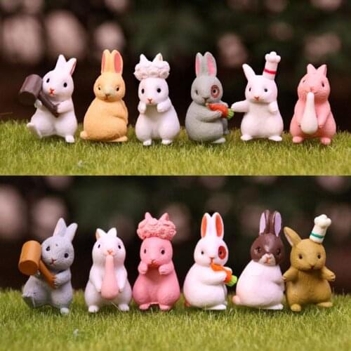 12Pcs Rabbit Family Ornaments Detachable Garland PVC Bunny Figurines Mini Microlandschaft Succulent Flowerpot Ornament Gifts