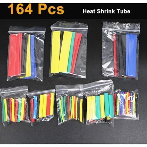 127/164 Pcs Heat Shrink Sleeving Tube Assortment Kit Electrical Connection Electrical Wire Wrap Cable Waterproof Shrinkage 2:1