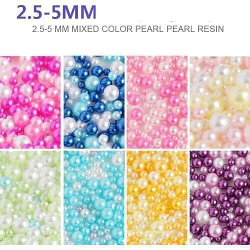 2/3/4/5mm No Holes Pearls Round Beads Acrylic Imitation Flatback Pearl Beads Diy for Jewelry Makingfor DIY Crafts Decoration 13g