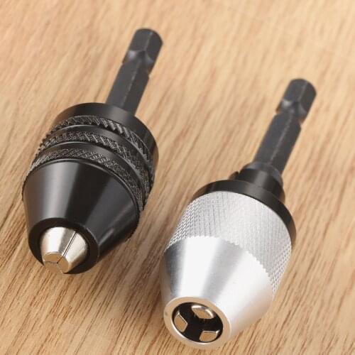 2Pcs 0.3-6.5mm Keyless Chuck Screwdriver Impact Drive Drill Bits Adapter Conversion Tool 1/4" 6.35mm Hex Shank Power Tool Parts