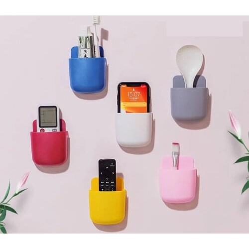 2PCS Round Wall Mounted Remote Storage Box Portable Home Device Remote Control Storage Box Organizer ABS Desktop Phone Shelf