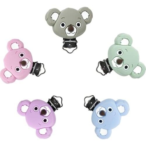 3pc Silicone Pacifier Clip Koala DIY Baby Teething Teether Necklace Bead Tool Nurs Gift Round Heart Accessories