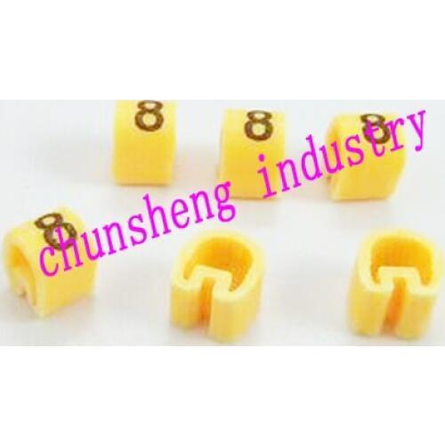 500pcs/box EC-2 4.0mm2 10 different number 0-9 cable marker yellow color set
