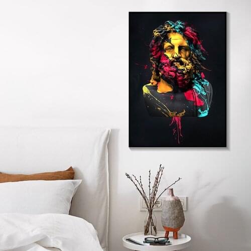 Abstract Famous Statue Colorful Graffiti Canvas Painting Wall Art Creative Poster and Print For Living Room Studio Fashion Home