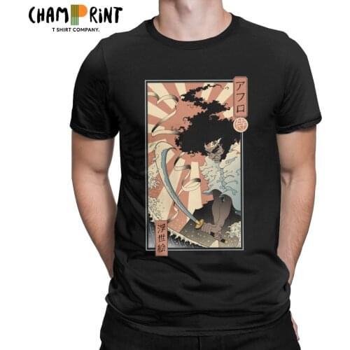 Afro Ukiyo-e Samurai T Shirt Men 100% Cotton Vintage T-Shirt Crewneck Tee Shirt Short Sleeve Clothes Big Size