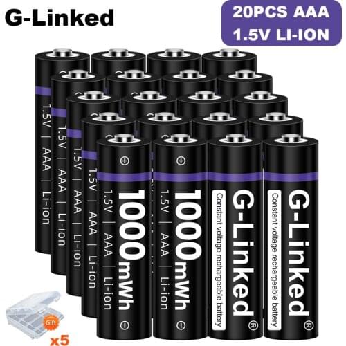 G-Linked 20pcs 1.5V AAA Li-ion Rechargeable aaa Battery 1000mWh AAA 1.5V Lithium Batteries 3a battery lithium rechargeable