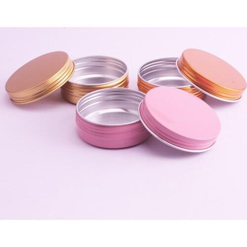 Aluminum Jars 60ml Gold Pink orange Metal Tin 2oz Cosmetic Containers Crafts colorful Aluminum box tin 30pcs/lot