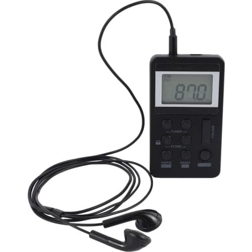 AM FM Portable Pocket Radio, Mini Digital Tuning Stereo with Rechargeable Battery and Earphone for Walk/Jogging/Gym/Camping (Bla