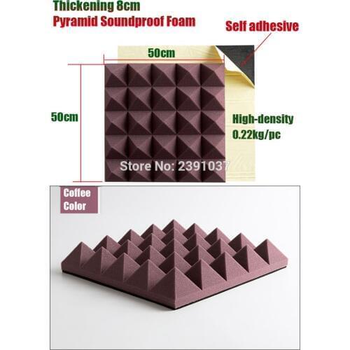 Fast Shipping 10pcs Self adhesive 8cm Pyramid Studio Acoustic Soundproof Foam Sound Absorption Treatment Panel Tile