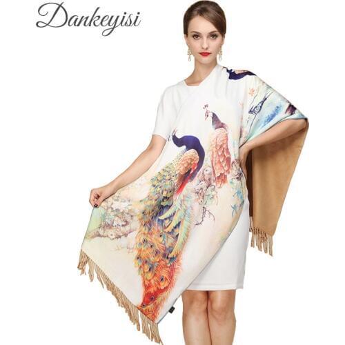 DANKEYISI Women Scarf Winter Bandana Printing Silk Scarf Female Shawls Warm Long Tassel Scarves Brand Wrap hijab foulard Scarf