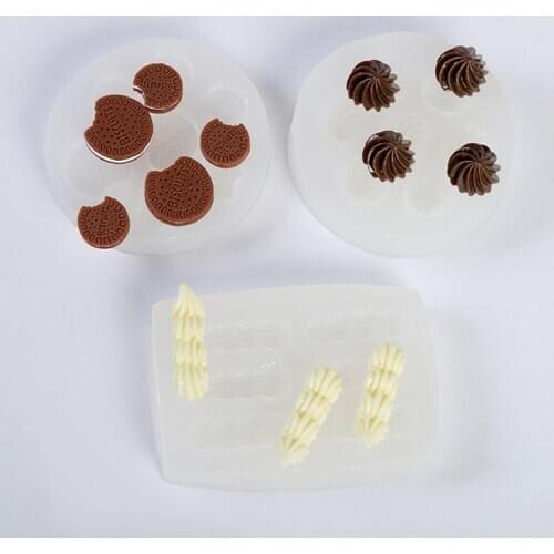 Handmade Biscuit Dessert Food Mould Flower Heart Ice Cream Pendant Resin Casting Mold Jewelry Making Art Craft Tools