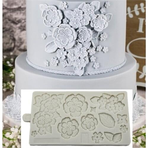 Brush Embroidery Mould Fondant Cake Decorating Tools Silicone Molds Sugarcrafts Chocolate Baking Tools Cakes Gumpaste K427