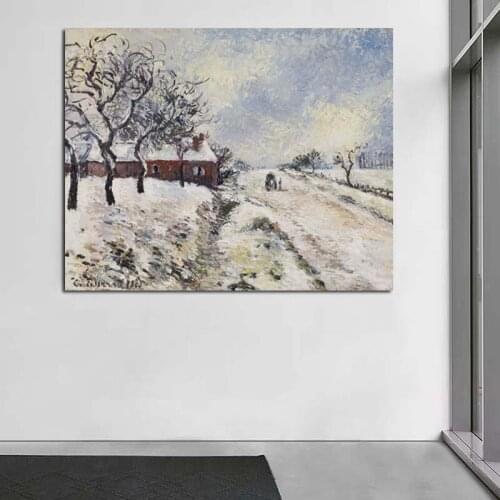 Camille Pissarro Snow Scene Wall Art Canvas Painting Posters Prints Modern Painting Wall Picture For Living Room Home Decoration