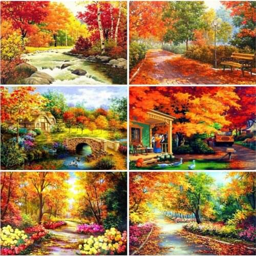 EverShine 5D DIY Diamond Painting Tree Cross Stitch Diamond Embroidery Landscape Rhinestones Art Autumn Handmade Hobby Gift