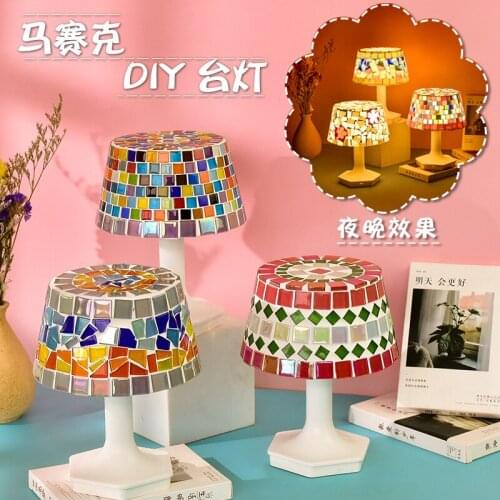 Artwork Diy Handmade Table Lamp Mosaic Kindergarten Childrens Teachers Day Gift Parent-child Puzzle Education Home Decoration