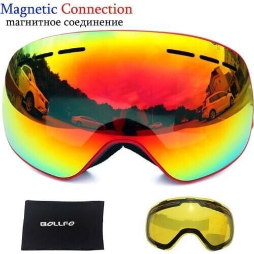Magnetic Ski Goggles with Quick-Change Lens UV400 Protection Anti-fog Snowboard Goggles for Men Women Skiing Glasses