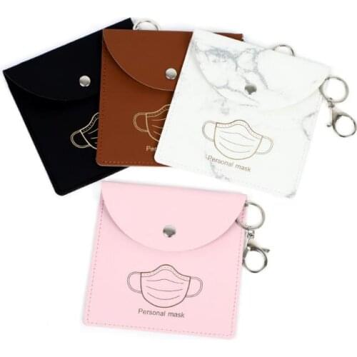 Face Mask Bag PU Waterproof Mask Holder Case Wallets Key Chain Protective Masks Purses Keychain Pendants Facemask Storage Bag SN