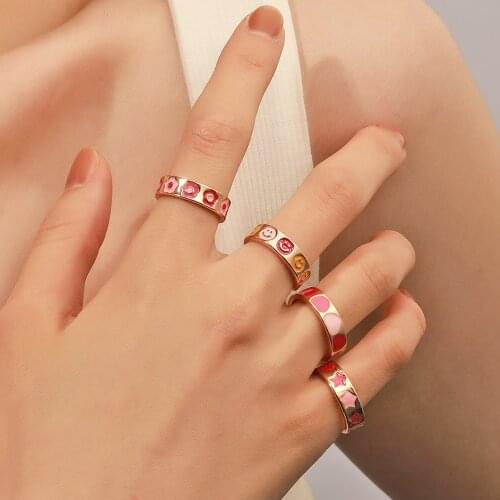 Cute Flower Love Rings for Girl Trend Fun Smile Ring Metal Index Finger Accessories Ring Jewelry Gift for Women