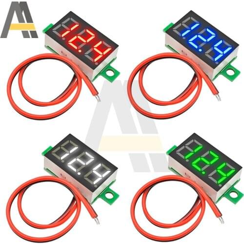 Mini Digital Car Voltmeter 0.36 inch LED Digital Voltmeter Voltage Meter Adjustable Volt Detector Tester Monitor 2 Lead Wire