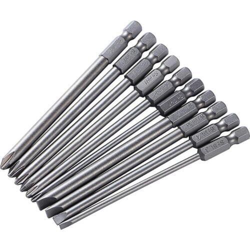 Professional 10pcs/set 100mm Alloy Steel S2 Slotted Phillips Screwdriver Bits Straight Cross Head Batches Hand Tools