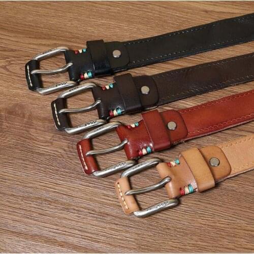 Personalized Fashion Retro Carved Pin Buckle Belt Male Leather Top Layer Cowhide Youth Casual All-Match Trousers Belt