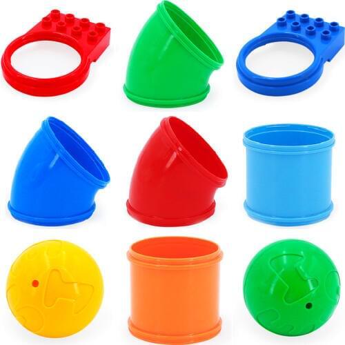 Sliding pipeline Construction Track Bricks Big size Building Blocks accessory DIY Toys Compatible Duplo Rolling balls Sets Gifts