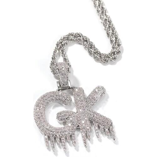 Luxury Bling Cubic Zirconia Name Necklace Personalized Customized Initial Letter Men Women Iced Out Diamond jewelry Necklaces