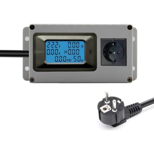 Euro socket can display A V Hz W kwh intelligent socket display energy power ampere voltage frequency with power plug cable