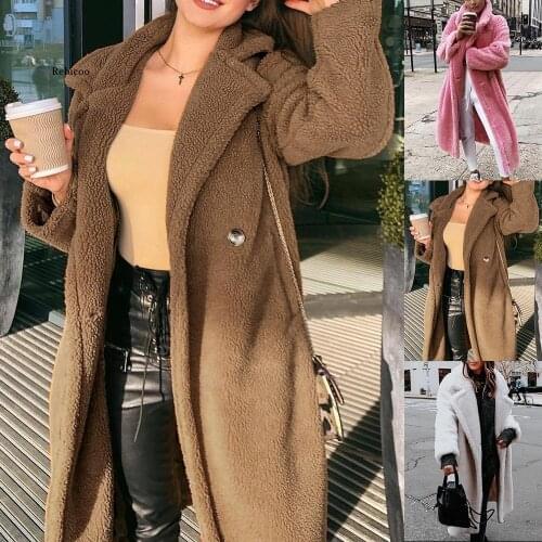Pink Long Teddy Bear Jacket Coat Women Winter Thick Warm Oversized Chunky Outerwear Overcoat Women Faux Lambswool Fur Coats