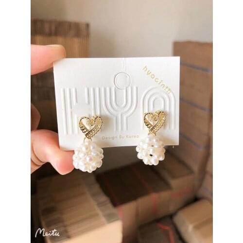 925 Silver Needle Stud Earrings Drop Imitation Pearl Beads ECO Brass/14k Gold South Korea Fasion Jewelry for Women HYACINTH